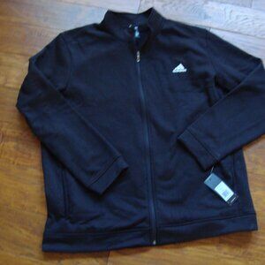 NWT Adidas Full Zip Black Sweatshirt Men's Jacket Golf Pockets sz 2XL